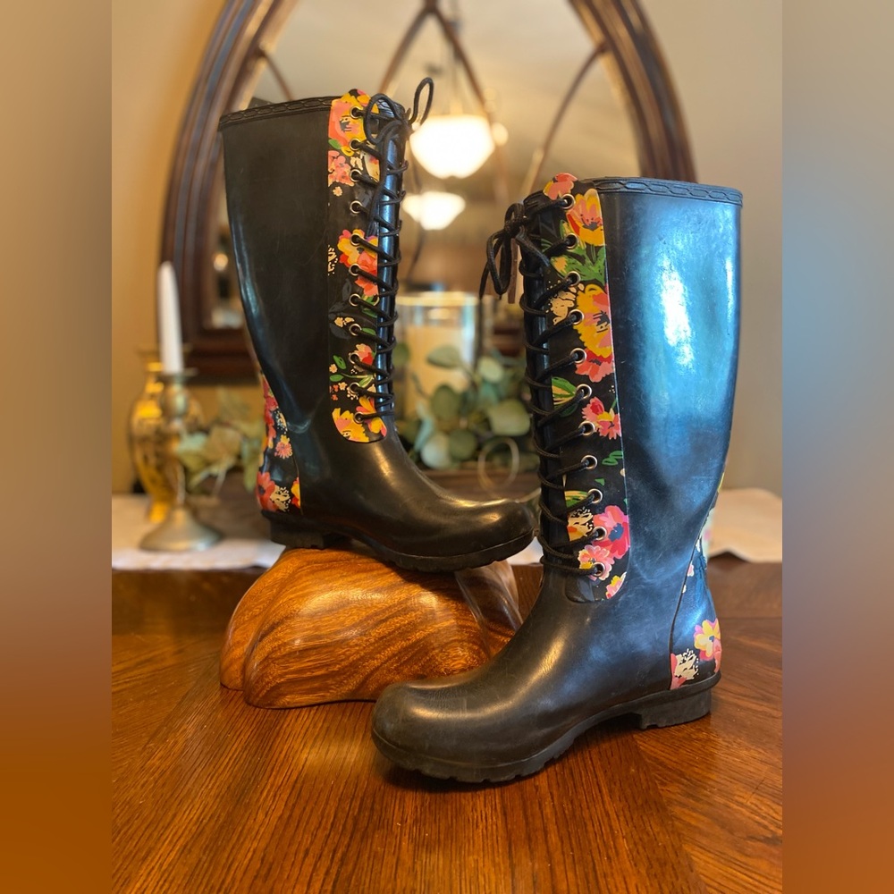 Women’s ROMA Floral Knee High Rain Boots